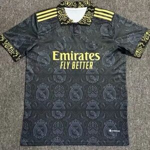 Adidas Real Madrid Black and Yellow soccer jersey brand new size medium tags.'